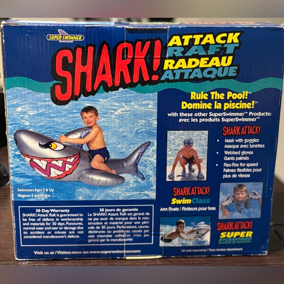 SOLD Vintage 2001 Shark Attack Raft Inflatable Pool Float Open Box - Picture 3 of 3